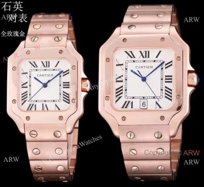 Replica Cartier Santos de Lover Watch Rose Gold Quartz Movement